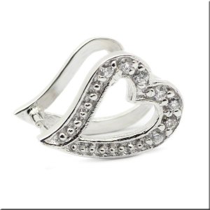 画像2: ハートクリッカー / シルバー925 ホワイトゴールド コーティング キュービックジルコニア ペンダントトップ を取り外しできる パーツ クリッカー ギフト用 / ジーラブ (2)