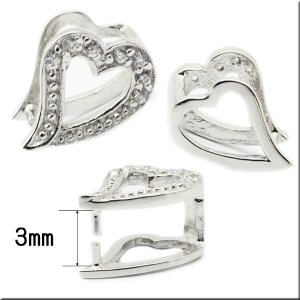 画像3: ハートクリッカー / シルバー925 ホワイトゴールド コーティング キュービックジルコニア ペンダントトップ を取り外しできる パーツ クリッカー ギフト用 / ジーラブ (3)