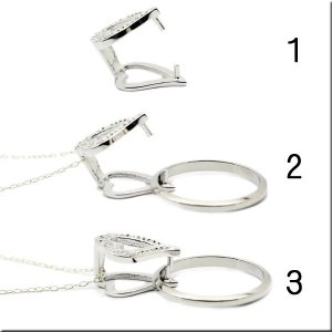 画像4: ハートクリッカー / シルバー925 ホワイトゴールド コーティング キュービックジルコニア ペンダントトップ を取り外しできる パーツ クリッカー ギフト用 / ジーラブ (4)