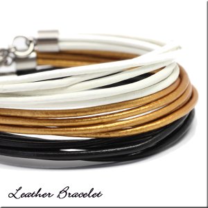 画像15: 11色3サイズから選べる本革レザーブレスレット + 脱着式 アンクレット アジャスター 2WAY 男女兼用 ギフト用 / ジーラブ (15)