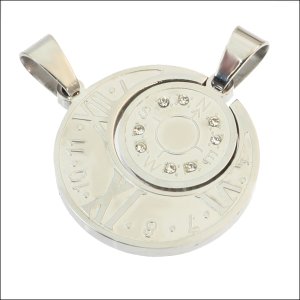 画像2: ローマコンパス （シルバー＆ブラック）ペア ペンダントトップ ステンレス ギフト用 / ジーラブ (2)