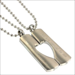 画像2: 刻印（最大40文字無料） シークレット オープン ハート マットプレート ペアネックレストップ ギフト用 / ジーラブ (2)