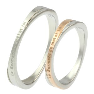 画像5: ステンレス 指輪 ユニオン シルバー / ピンクゴールド (私とあなたの誓い) S316L サージカルペアリング 結婚 ブライダル 金属アレルギー対応 2本 価格 ギフト用にも人気 / ジーラブ (5)