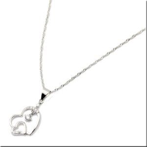 画像2: ジルコニアツインハート ネックレストップ シルバー925チェーン別売り silver925 ギフト用 / ジーラブ (2)