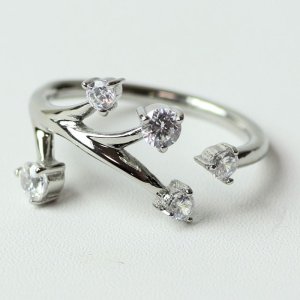 画像2: ステンレス 指輪 Twig with flower リング キュービックジルコニア 9石  金属アレルギー対応 アクセサリー 錆びないリング Vie ヴィー R1261記念日のクリスマスプレゼントにも人気  / ジーラブ (2)