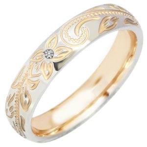 画像5: ステンレス 指輪 ハワイアン ガラスの靴 天然ダイヤモンド サージカル ペアリング 結婚 金属アレルギー対応 アクセサリー 送料無料 刻印無料記念日のプレゼントにも人気  / ジーラブ (5)